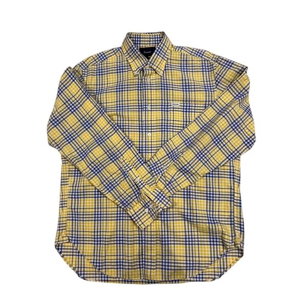 FACONNABLE Blue Yellow Classique Plaid Button Down Up Casual Men's Size LARGE - Picture 12 of 12